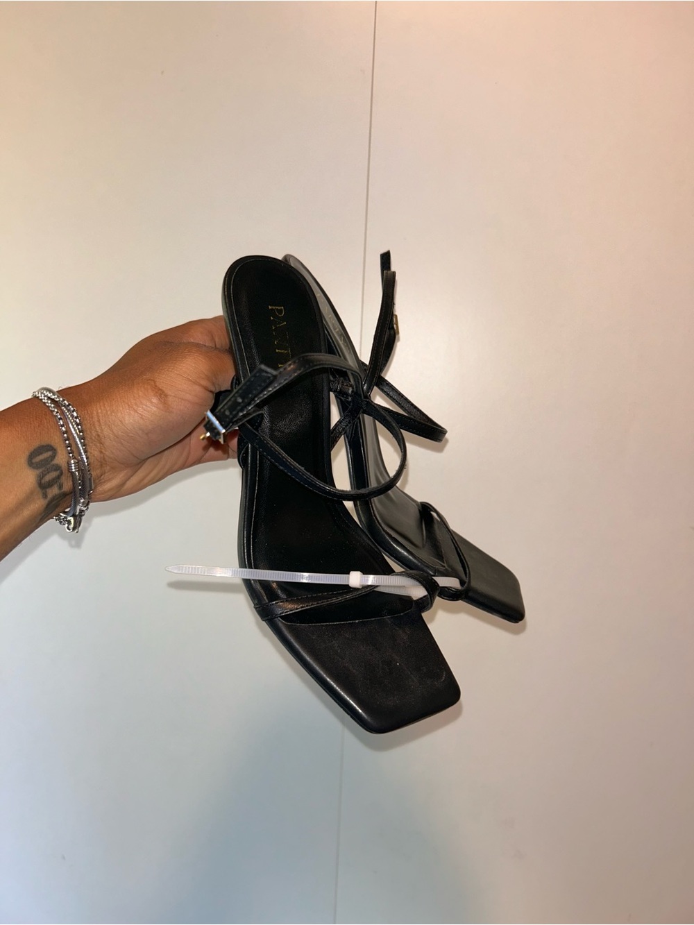 Black Strappy Square-Toe Women's Sandals